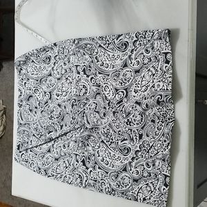 Talbots Black & White Paisly Pencil Skirt